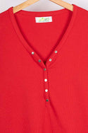Ladies full sleeve casual fit V neck with small buttons tops in Various colours.