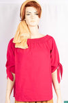 Ladies frilled neck design stylish 3/4 sleeve casual fit tops