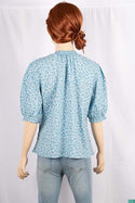 Ladies frilly half sleeve loose fit tops with frilly neck