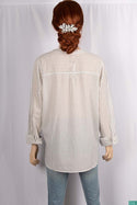 Ladies full sleeve casual fit round collar with v placket neck stripes shirt. 