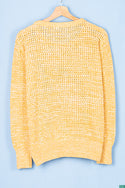 Ladies full sleeve loose fit round neck baggy net design knitwear.