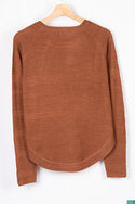 Ladies full sleeve casual fit round neck knitwear.