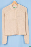 Ladies full sleeve casual fit round neck 1/4 zip Sweater.