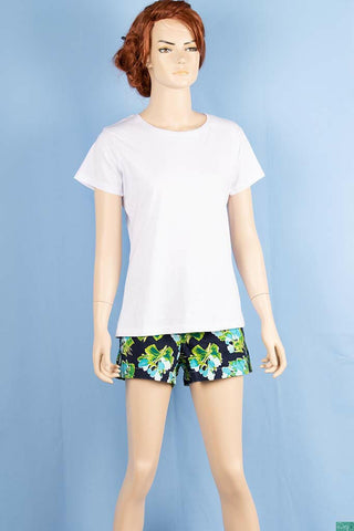 Ladies round neck regular fit short sleeve T-shirts.