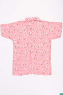 Men’s half sleeve slim fit White small floral print summer Shirts in Pink.