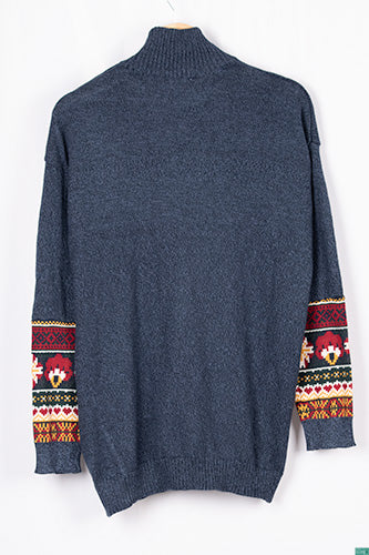 Men’s full sleeve oversized high neck loose fit sweater in various colours with nice knitted design in hand. 