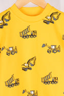 Boy's Crew neck casual fit full sleeve excavator jumper in yellow. 