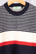 Boy's Crew neck casual fit full sleeve knitted 3 shades jumper in B&W and Red.