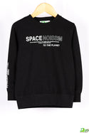Boy's Crew neck casual fit full sleeve space mission jumper in Black.