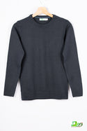 Boys full sleeve round neck knit sweater in Black.