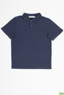 Boy's short sleeve slim fit polo in Navy Blue.