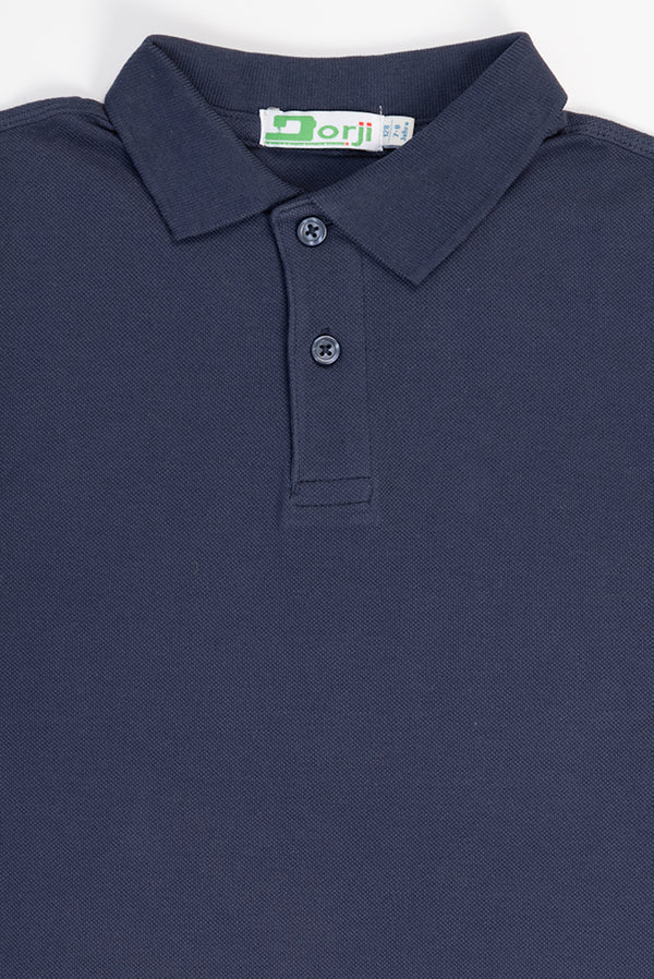 Boy's short sleeve slim fit polo in Navy Blue.