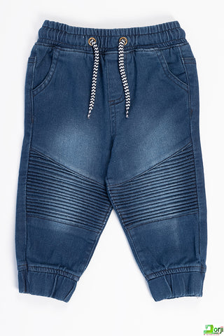 Little Boys stylish casual fit Dark Blue Denim Trouser with lace.
