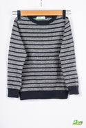 Boys full sleeve round neck in Black & Grey stripes 100% cotton light knit sweater.