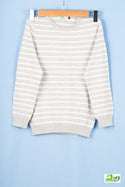 Boys full sleeve round neck in White & Ash stripes 100% cotton light knit sweater.