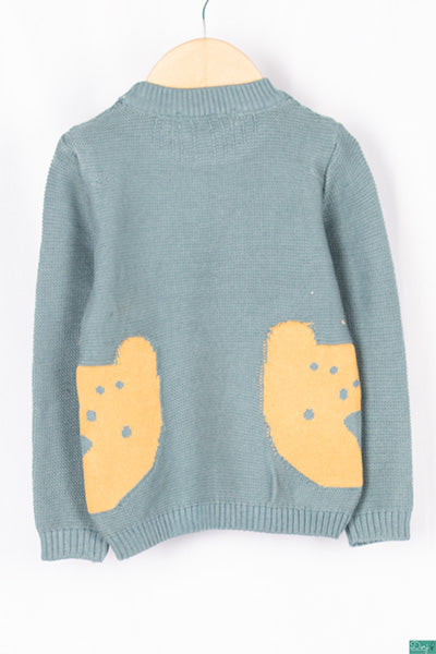 Boy's cute full sleeve casual fit knitwear in Pastel Blue with yellow Pooh.