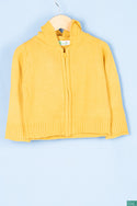 Girl's full sleeve hoodie casual fit zip sweater in Yellow.
